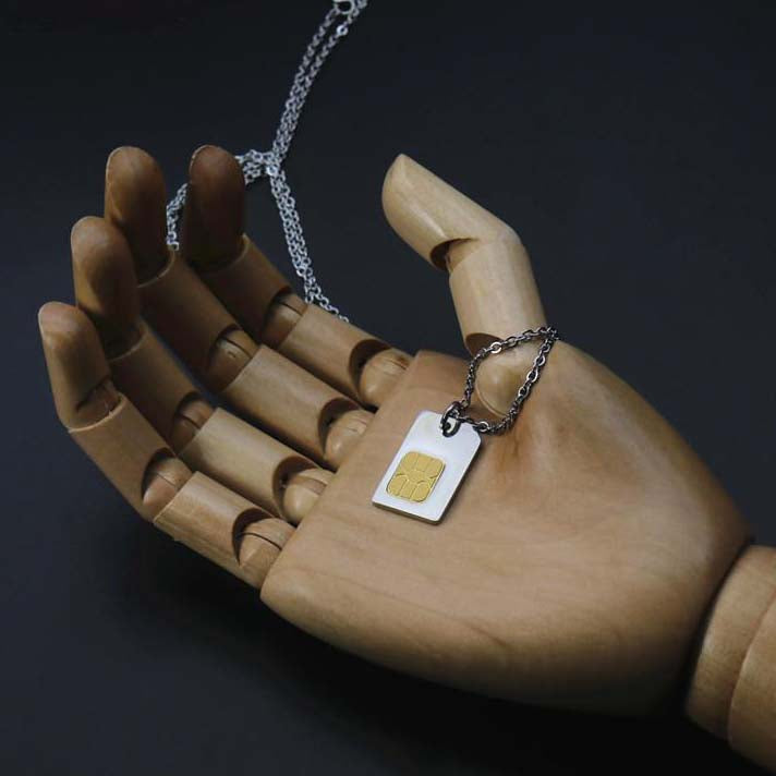 "Cyber Chic" SIM Card Titanium Steel Necklace