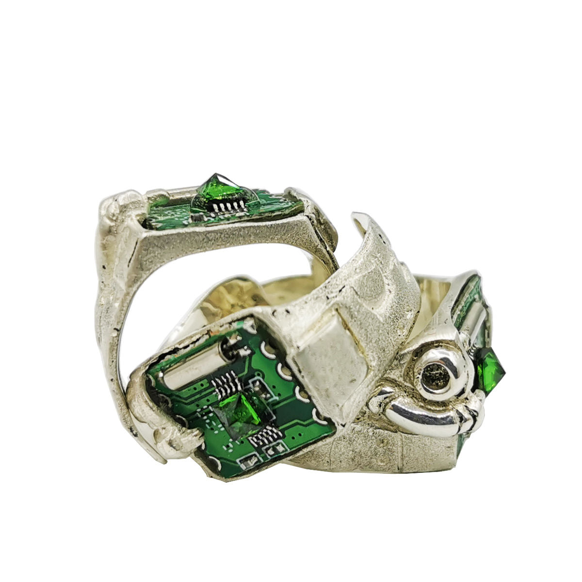 "Cyber Chic"Emerald Mechanical Ring