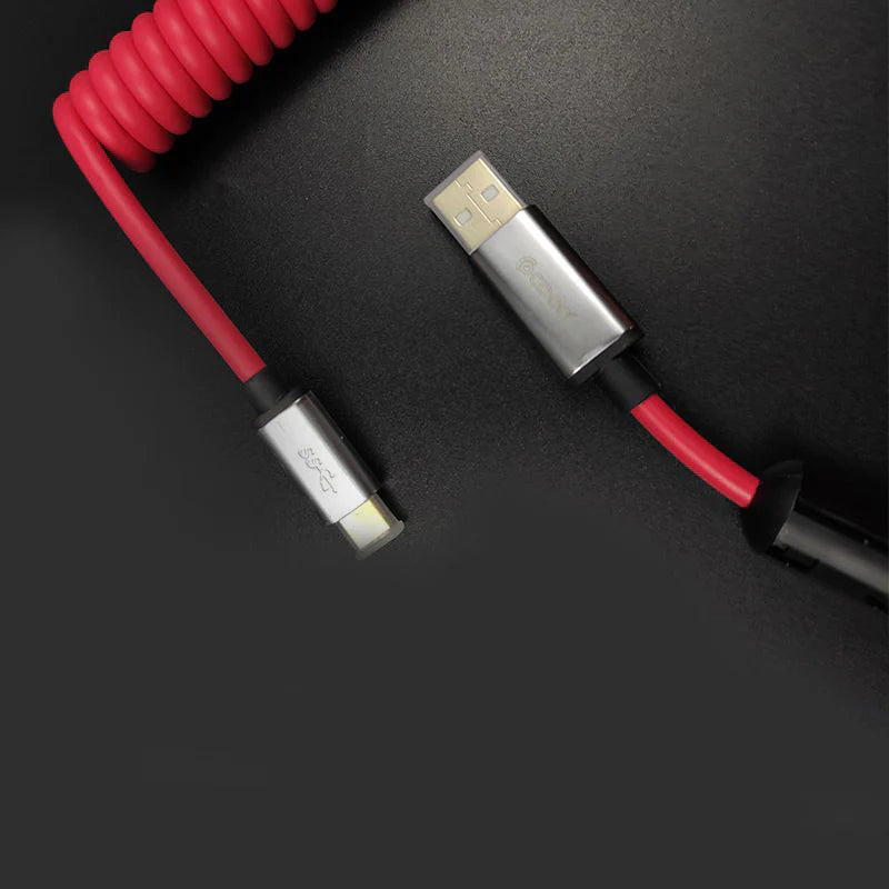 "Chubby"  USB To Type C Spiral Stretch Metal Cable