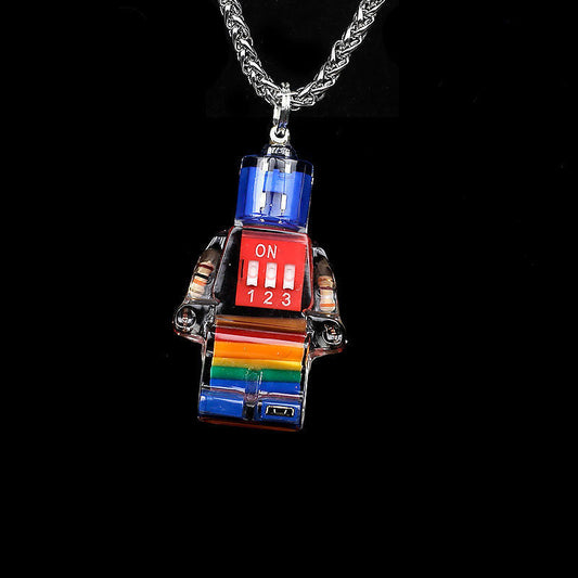 "Cyber Chic" Rainbow Robot Pendant